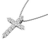 0.95 Carat (ctw) 10K White Gold Round Diamond Ladies Cross Pendant 1 CT (Silver Chain Included)
