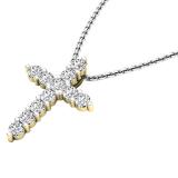 0.95 Carat (ctw) 10K Yellow Gold Round Diamond Ladies Cross Pendant 1 CT (Silver Chain Included)