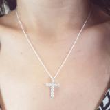 0.95 Carat (ctw) 14K White Gold Round Diamond Ladies Cross Pendant 1 CT (Silver Chain Included)