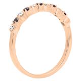 10K Rose Gold Round Blue Sapphire And White Diamond Ladies Bridal Wedding Band Anniversary Ring