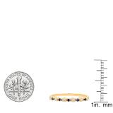 10K Yellow Gold Round Blue Sapphire And White Diamond Ladies Bridal Wedding Band Anniversary Ring