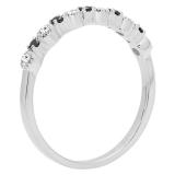 14K White Gold Round Blue Sapphire And White Diamond Ladies Bridal Wedding Band Anniversary Ring