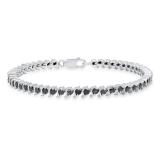 3.65 Carat (ctw) Sterling Silver Round Cut Black Diamond Ladies Tennis Bracelet