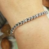 3.65 Carat (ctw) Sterling Silver Round Cut Black Diamond Ladies Tennis Bracelet