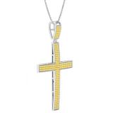 0.80 Carat (ctw) 10K White Gold Round Yellow Diamond Men's Cross Pendant 3/4 CT (Chain Included)