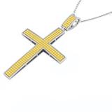 0.80 Carat (ctw) 10K White Gold Round Yellow Diamond Men's Cross Pendant 3/4 CT (Chain Included)