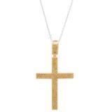 0.80 Carat (ctw) 14K Yellow Gold Round Yellow Diamond Men's Cross Pendant 3/4 CT (Chain Included)