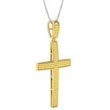 0.80 Carat (ctw) 14K Yellow Gold Round Yellow Diamond Men's Cross Pendant 3/4 CT (Chain Included)