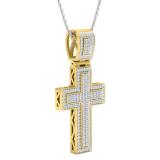 0.70 Carat (ctw) 10K Yellow Gold Round White Diamond Men's Cross Pendant 3/4 CT (Chain Included)