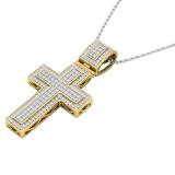 0.70 Carat (ctw) 10K Yellow Gold Round White Diamond Men's Cross Pendant 3/4 CT (Chain Included)
