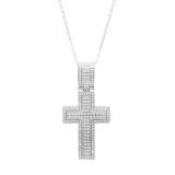0.70 Carat (ctw) 14K White Gold Round White Diamond Men's Cross Pendant 3/4 CT (Chain Included)