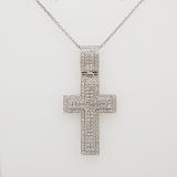 0.70 Carat (ctw) 14K White Gold Round White Diamond Men's Cross Pendant 3/4 CT (Chain Included)