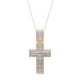 0.70 Carat (ctw) 14K Yellow Gold Round White Diamond Men's Cross Pendant 3/4 CT (Chain Included)