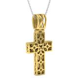 0.70 Carat (ctw) 14K Yellow Gold Round White Diamond Men's Cross Pendant 3/4 CT (Chain Included)