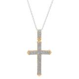 0.30 Carat (ctw) 10K Yellow Gold Round White Diamond Men's Cross Pendant 1/3 CT (Chain Included)