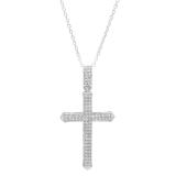 0.30 Carat (ctw) 14K White Gold Round White Diamond Men's Cross Pendant 1/3 CT (Chain Included)