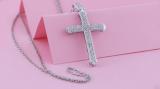 0.30 Carat (ctw) 18K White Gold Round White Diamond Men's Cross Pendant 1/3 CT (Chain Included)