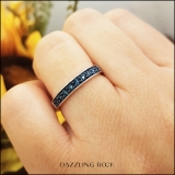0.05 Carat (ctw) Sterling Silver Round Blue Diamond Ladies Anniversary Wedding Stackable Band