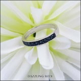 0.05 Carat (ctw) Sterling Silver Round Blue Diamond Ladies Anniversary Wedding Stackable Band