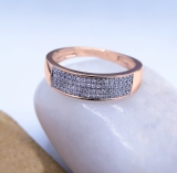 0.15 Carat (ctw) 10K Rose Gold Round Diamond Men's Micro Pave Wedding Anniversary Ring