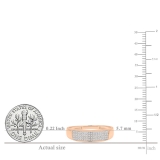 0.15 Carat (ctw) 10K Rose Gold Round Diamond Men's Micro Pave Wedding Anniversary Ring