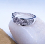 0.15 Carat (ctw) 10K White Gold Round Diamond Men's Micro Pave Wedding Anniversary Ring
