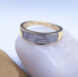 0.15 Carat (ctw) 10K Yellow Gold Round Diamond Men's Micro Pave Wedding Anniversary Ring