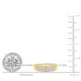 0.15 Carat (ctw) 10K Yellow Gold Round Diamond Men's Micro Pave Wedding Anniversary Ring