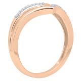 0.05 Carat (ctw) 10K Rose Gold Round Cut White Diamond Chevron Anniversary Wedding Ring