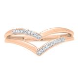 0.05 Carat (ctw) 10K Rose Gold Round Cut White Diamond Chevron Anniversary Wedding Ring