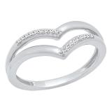 0.05 Carat (ctw) 10K White Gold Round Cut White Diamond Chevron Anniversary Wedding Ring
