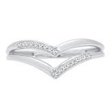 0.05 Carat (ctw) 10K White Gold Round Cut White Diamond Chevron Anniversary Wedding Ring