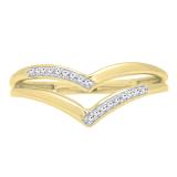 0.05 Carat (ctw) 10K Yellow Gold Round Cut White Diamond Chevron Anniversary Wedding Ring