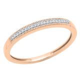 0.05 Carat (ctw) 10K Rose Gold Round Cut Diamond Ladies Milgrain Anniversary Wedding Band