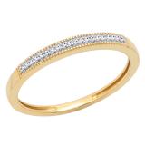 0.05 Carat (ctw) 10K Yellow Gold Round Cut Diamond Ladies Milgrain Anniversary Wedding Band