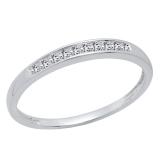 0.18 Carat (ctw) 10K White Gold Princess Cut White Diamond Ladies Anniversary Wedding Band