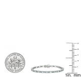 Sterling Silver 5X4 MM Oval Cut Aquamarine & 1.5 MM Round Cut White Sapphire Ladies Tennis Bracelet