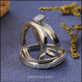 0.35 Carat (ctw) 10K Yellow Gold Round White Diamond Men & Women's Engagement Ring Trio Set 1/3 CT