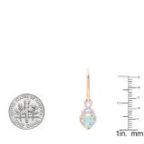 10K Rose Gold 6 MM Each Blue Topaz & Round Cut White Diamond Ladies Heart Shape Drop Earrings