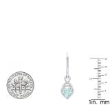 18K White Gold 6 MM Each Blue Topaz & Round Cut White Diamond Ladies Heart Shape Drop Earrings