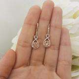 18K Rose Gold 6 MM Each Round Cut Morganite & White Diamond Ladies Infinity Dangling Drop Earrings