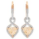 10K Rose Gold 6 MM Each Morganite & Round White Diamond Ladies Heart Shape Infinity Drop Earrings