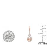 10K Rose Gold 6 MM Each Morganite & Round White Diamond Ladies Heart Shape Infinity Drop Earrings