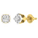 0.15 Carat (ctw) 10K Yellow Gold Round Cut White Diamond Ladies Stud Earrings