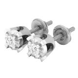 0.15 Carat (ctw) 14K White Gold Round Cut White Diamond Ladies Stud Earrings