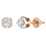 0.15 Carat (ctw) 18K Rose Gold Round Cut White Diamond Ladies Stud Earrings