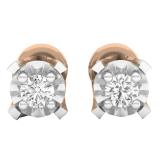 0.15 Carat (ctw) 18K Rose Gold Round Cut White Diamond Ladies Stud Earrings