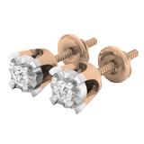 0.15 Carat (ctw) 18K Rose Gold Round Cut White Diamond Ladies Stud Earrings