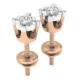 0.15 Carat (ctw) 18K Rose Gold Round Cut White Diamond Ladies Stud Earrings