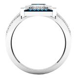 0.65 Carat (ctw) 10K White Gold Baguette & Round Cut White & Blue Diamond Engagement Bridal Ring